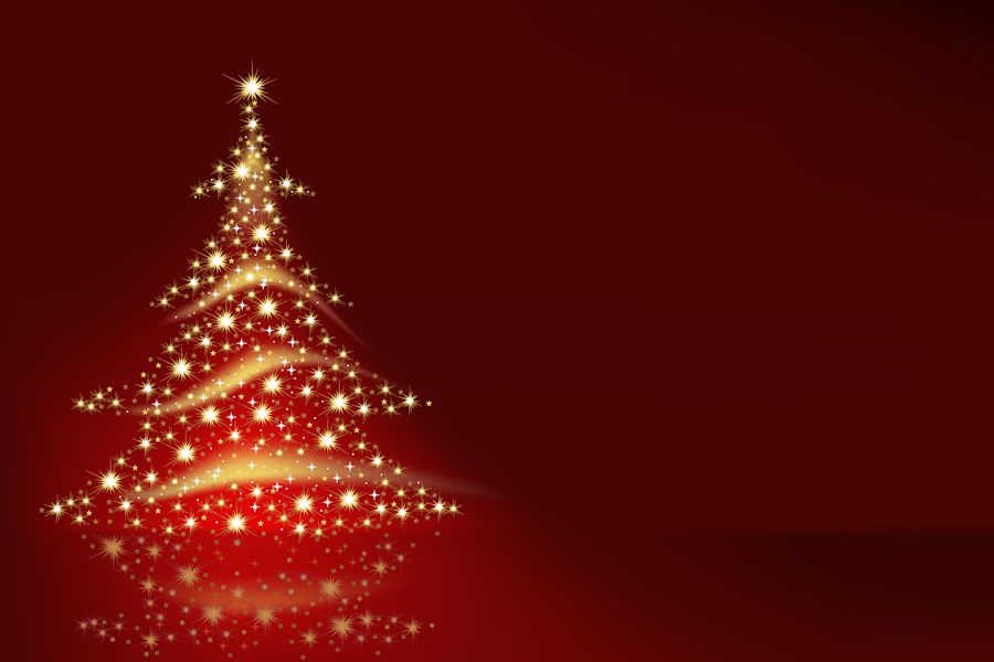 verjaardag markeerstift Harde wind Kerstkaarten verzenden: Gele sterretjes vormen samen een kerstboom op een  rode achtergrond