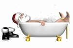 Kerstkaart: Santa Claus neemt een ontspannend bad