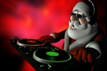 Kerstkaart: Santa Claus de Kerstman als discjockey