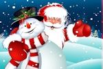 Kerstkaart: Santa Claus de Kerstman met Frosty de Sneeuwman